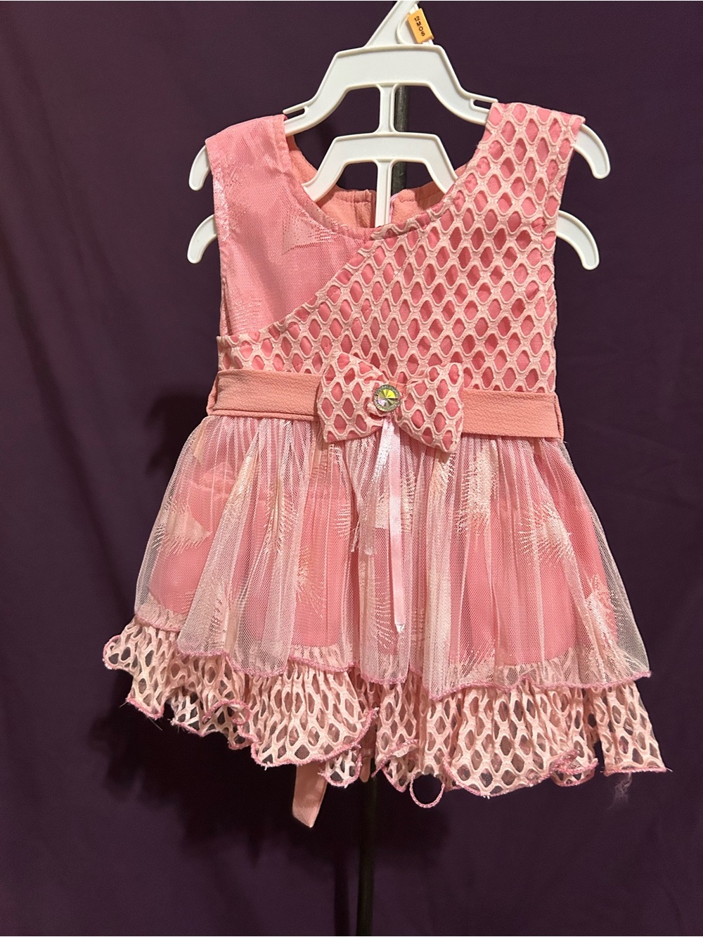 Pink Mesh Bow Tulle Party Dress